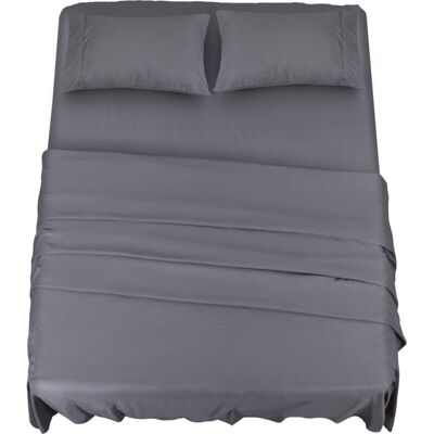 ENLENK Polyester Microfibre Ensemble De Draps (4 Pièces, Gris) - 1 Drap Housse 150x200cm, 1 Drap Plat 228x259cm Et 2 Taies D'Oreiller 50x75cm - Publicité ENLENK Polyester Microfibre Ensemble De Draps (4 Pièces, Gris) - 1 Drap Housse 150x200cm, 1 Drap Plat 228x259cm Et 2 Taies D'Oreiller 50x75cm - Publicité
