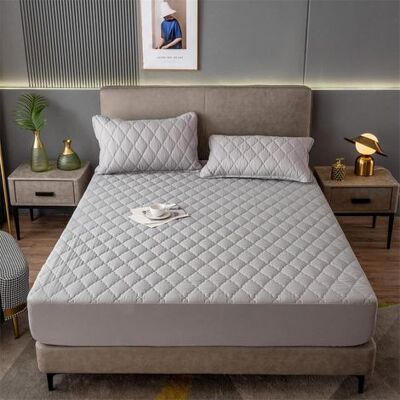 ABYSSE Housse De Matelas Lavable, Drap-housse Matelassé Matelassé Imperméable De Couleur Unie, Convient Aux Matelas De 12\ - Publicité ABYSSE Housse De Matelas Lavable, Drap-housse Matelassé Matelassé Imperméable De Couleur Unie, Convient Aux Matelas De 12\ - Publicité
