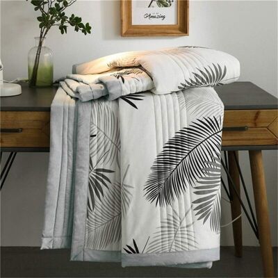 OEM Couvre Lit Matelassée, Doux Microfiber Couvre Lit Couverture De Lit Jeté De Lit Dessus De Lit Réversible Imprimé En Moderne (150x200cm,feuilles Blanches) - Publicité OEM Couvre Lit Matelassée, Doux Microfiber Couvre Lit Couverture De Lit Jeté De Lit Dessus De Lit Réversible Imprimé En Moderne (150x200cm,feuilles Blanches) - Publicité