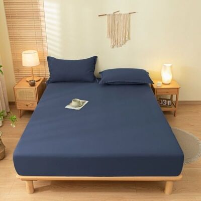 SANS MARQUE Bedding Lot De 1 Drap Housse Bleu Marine 180 X 200 Cm Coupes De 35 Cm Pour Matelas Épais Microfibre Brossée - Publicité SANS MARQUE Bedding Lot De 1 Drap Housse Bleu Marine 180 X 200 Cm Coupes De 35 Cm Pour Matelas Épais Microfibre Brossée - Publicité