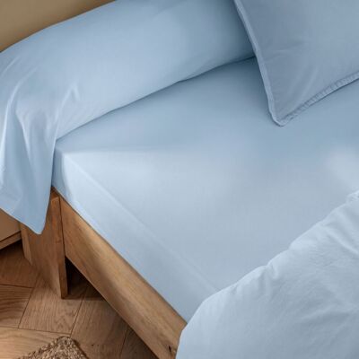 Drap Housse Coton Lavé Bonnet 30 Cm - Someo Bleu Ciel 90x190 - Celeste - Publicité Drap Housse Coton Lavé Bonnet 30 Cm - Someo Bleu Ciel 90x190 - Celeste - Publicité