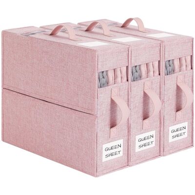 OEM Lot De 3 Boîtes De Rangement Pour Drap De Lit, Caisse Pliable En Tissu Pour Housse De Couette, Organisateur De Linge Sous Lit Et Placard (rose) - Publicité OEM Lot De 3 Boîtes De Rangement Pour Drap De Lit, Caisse Pliable En Tissu Pour Housse De Couette, Organisateur De Linge Sous Lit Et Placard (rose) - Publicité