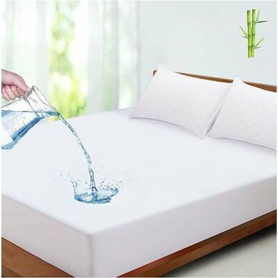ALVIOR Protège Matelas - 140x190/200 Cm - Fibre De Bambou - Membrane Tpu Imperméable Et Respirante - Drap Housse Avec Poches Profondes Jusqu'à 30 Cm - 1 Pièce - Publicité ALVIOR Protège Matelas - 140x190/200 Cm - Fibre De Bambou - Membrane Tpu Imperméable Et Respirante - Drap Housse Avec Poches Profondes Jusqu'à 30 Cm - 1 Pièce - Publicité