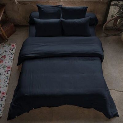 OEM Housse De Couette - Gaze De Coton - Double Face - 220x240 Cm - 2 Taies 63x63 Cm - Bleu Marine - Publicité OEM Housse De Couette - Gaze De Coton - Double Face - 220x240 Cm - 2 Taies 63x63 Cm - Bleu Marine - Publicité