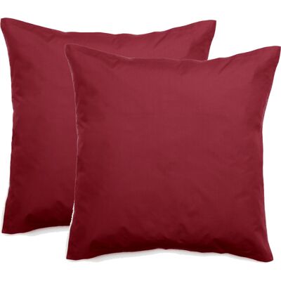 Lot De 2 Taies D'Oreiller Percale Pur Coton Peigné Longues Fibres 80 Fils/cm² Vent Du Sud - Carmin - Lot De 2 Taies D'Oreiller 65 X 65 + 5 Cm Volant Plat Piqué - Carmin - - Publicité Lot De 2 Taies D'Oreiller Percale Pur Coton Peigné Longues Fibres 80 Fils/cm² Vent Du Sud - Carmin - Lot De 2 Taies D'Oreiller 65 X 65 + 5 Cm Volant Plat Piqué - Carmin - - Publicité