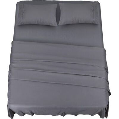 NALOOKAMIC Polyester Microfibre Ensemble De Draps (4 Pièces, Gris) - 1 Drap Housse 150x200cm, 1 Drap Plat 228x259cm Et 2 Taies D'Oreiller 50x75cm - Publicité NALOOKAMIC Polyester Microfibre Ensemble De Draps (4 Pièces, Gris) - 1 Drap Housse 150x200cm, 1 Drap Plat 228x259cm Et 2 Taies D'Oreiller 50x75cm - Publicité