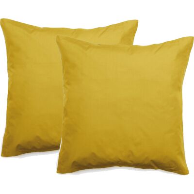 Lot De 2 Taies D'Oreiller Percale Pur Coton Peigné Longues Fibres 80 Fils/cm² Vent Du Sud - Moutarde - Lot De 2 Taies D'Oreiller 65 X 65 + 5 Cm Volant Plat Piqué - Moutarde - - Publicité Lot De 2 Taies D'Oreiller Percale Pur Coton Peigné Longues Fibres 80 Fils/cm² Vent Du Sud - Moutarde - Lot De 2 Taies D'Oreiller 65 X 65 + 5 Cm Volant Plat Piqué - Moutarde - - Publicité