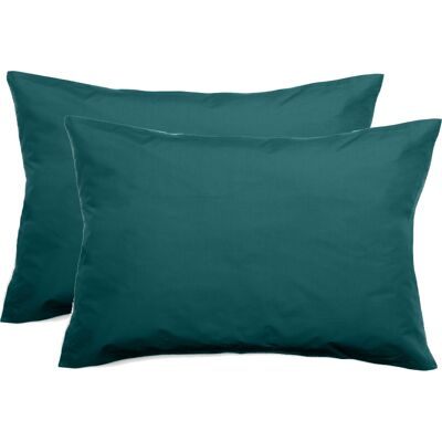 Lot De 2 Taies D'Oreiller Percale Pur Coton Peigné Longues Fibres 80 Fils/cm² Vent Du Sud - Bleu Canard - Lot De 2 Taies D'Oreiller 50 X 70 + 5 Cm Volant Plat Piqué - Bleu Canard - - Publicité Lot De 2 Taies D'Oreiller Percale Pur Coton Peigné Longues Fibres 80 Fils/cm² Vent Du Sud - Bleu Canard - Lot De 2 Taies D'Oreiller 50 X 70 + 5 Cm Volant Plat Piqué - Bleu Canard - - Publicité