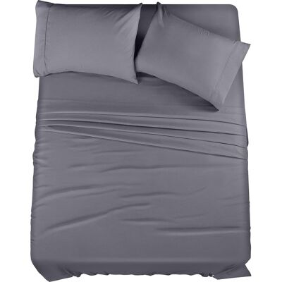 Vision Parure De Draps Queen Size - 4 Pièces, Microfibre Douce Et Respirante, Comprenant 1 Drap-housse, 1 Drap Plat Et 2 Taies D'Oreiller (gris) - Publicité Vision Parure De Draps Queen Size - 4 Pièces, Microfibre Douce Et Respirante, Comprenant 1 Drap-housse, 1 Drap Plat Et 2 Taies D'Oreiller (gris) - Publicité