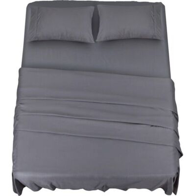 ABYSSE Polyester Microfibre Ensemble De Draps (4 Pièces, Gris) - 1 Drap Housse 150x200cm, 1 Drap Plat 228x259cm Et 2 Taies D'Oreiller 50x75cm - Publicité ABYSSE Polyester Microfibre Ensemble De Draps (4 Pièces, Gris) - 1 Drap Housse 150x200cm, 1 Drap Plat 228x259cm Et 2 Taies D'Oreiller 50x75cm - Publicité