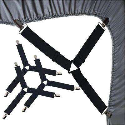SANS MARQUE Lot De 4 Tendeurs De Drap De Lit Élastiques Avec Design Triangulaire, Sangles Réglables Avec Clips Métalliques Solides, Supports De Drap De Lit Antidérapants Pour Lit Simple, Double, King Size - Publicité SANS MARQUE Lot De 4 Tendeurs De Drap De Lit Élastiques Avec Design Triangulaire, Sangles Réglables Avec Clips Métalliques Solides, Supports De Drap De Lit Antidérapants Pour Lit Simple, Double, King Size - Publicité