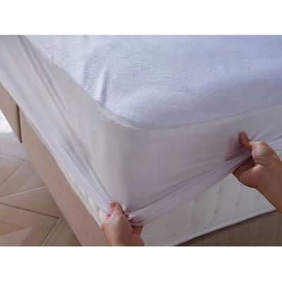 UNIVERS DECOR Lot De 2 Protège Matelas Éponge Imperméable Anti-acariens 180 X 200 + 30 Cm - Blanc - - Publicité UNIVERS DECOR Lot De 2 Protège Matelas Éponge Imperméable Anti-acariens 180 X 200 + 30 Cm - Blanc - - Publicité