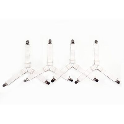OEM Sangles Pour Draps De Lit 4 Pièces Attache Drap Housse Triangle Attache Matelas Élastique Tendeur De Draps Réglable Bretelles Sangle Pour Matelas Blanc - Publicité OEM Sangles Pour Draps De Lit 4 Pièces Attache Drap Housse Triangle Attache Matelas Élastique Tendeur De Draps Réglable Bretelles Sangle Pour Matelas Blanc - Publicité