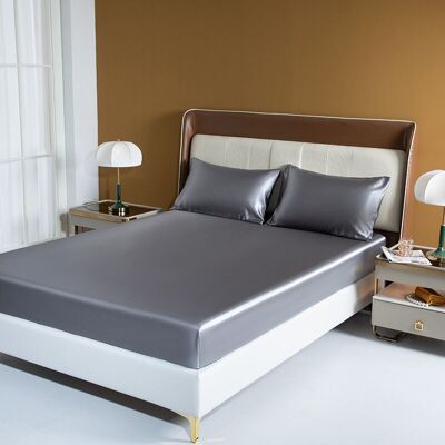 FANGMEDIA Drap-housse De Couleur Unie En Soie Avec Sensation De Fraîcheur Estivale Et Protège-matelas En Soie Synthétique - Publicité FANGMEDIA Drap-housse De Couleur Unie En Soie Avec Sensation De Fraîcheur Estivale Et Protège-matelas En Soie Synthétique - Publicité