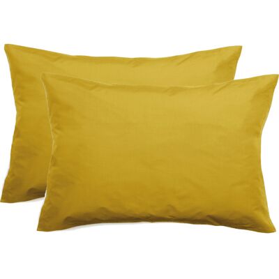 Lot De 2 Taies D'Oreiller Percale Pur Coton Peigné Longues Fibres 80 Fils/cm² Vent Du Sud - Moutarde - Lot De 2 Taies D'Oreiller 50 X 70 + 5 Cm Volant Plat Piqué - Moutarde - - Publicité Lot De 2 Taies D'Oreiller Percale Pur Coton Peigné Longues Fibres 80 Fils/cm² Vent Du Sud - Moutarde - Lot De 2 Taies D'Oreiller 50 X 70 + 5 Cm Volant Plat Piqué - Moutarde - - Publicité
