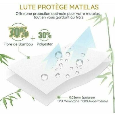 OEM Protège Matelas Imperméable 140x190/200 Cm, Fibre De Bambou, Alèse Respirante, Hypoallergénique, Anti-acarien, Anti-bactérien, Silencieux, Ultra Doux, Drap Housse, Couvre Matelas 140x190/200 - Publicité OEM Protège Matelas Imperméable 140x190/200 Cm, Fibre De Bambou, Alèse Respirante, Hypoallergénique, Anti-acarien, Anti-bactérien, Silencieux, Ultra Doux, Drap Housse, Couvre Matelas 140x190/200 - Publicité