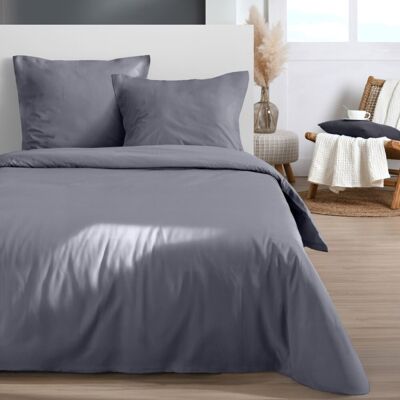 STOF Housse De Couette 240x220 Coloris Ardoise + 2 Taies 100% Microfibre - Publicité STOF Housse De Couette 240x220 Coloris Ardoise + 2 Taies 100% Microfibre - Publicité