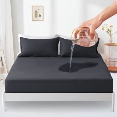 BEAUVIE Protège-matelas Imperméable 90 X 200 Cm - Drap-housse Respirant - Protection Contre L'Humidité - Gris Anthracite - Publicité BEAUVIE Protège-matelas Imperméable 90 X 200 Cm - Drap-housse Respirant - Protection Contre L'Humidité - Gris Anthracite - Publicité