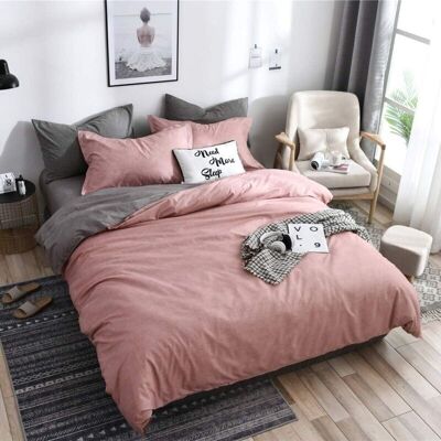 OEM Housse De Couette 2 Personnes - Ensemble De Literie En Microfibre Avec Motif De Plaine Et Plaid, 2 Taies D'Oreiller Et 1 Drap De Lit (220x240cm, Rose) - Publicité OEM Housse De Couette 2 Personnes - Ensemble De Literie En Microfibre Avec Motif De Plaine Et Plaid, 2 Taies D'Oreiller Et 1 Drap De Lit (220x240cm, Rose) - Publicité