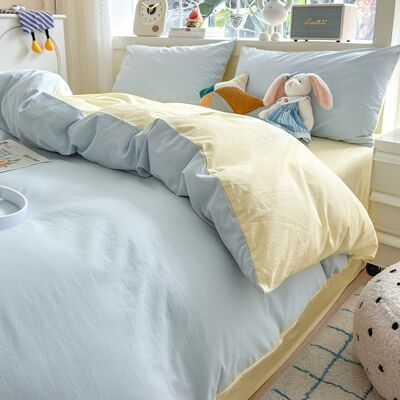 KEEMOTE Housse De Lit En Coton 100 % Lavable En Machine – Set De Literie 4 Pièces Pour Lit 180 X 220 Cm (drap Housse, Drap Plat, 2 Taies D’oreiller) – Bleu Chèvre, Douceur Et Résistance Optimales - Publicité KEEMOTE Housse De Lit En Coton 100 % Lavable En Machine – Set De Literie 4 Pièces Pour Lit 180 X 220 Cm (drap Housse, Drap Plat, 2 Taies D’oreiller) – Bleu Chèvre, Douceur Et Résistance Optimales - Publicité