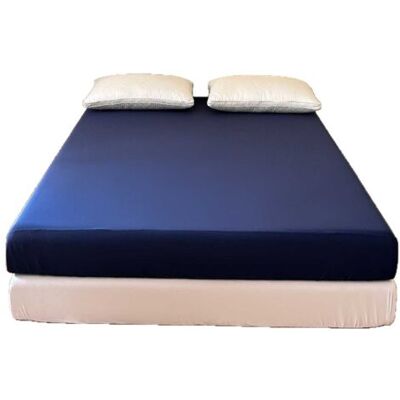 ABYSSE Drap-housse, 150 X 200 X 30 Cm, Pour Matelas Jusqu'à 30 Cm D'Épaisseur, Bleu Marine - Publicité ABYSSE Drap-housse, 150 X 200 X 30 Cm, Pour Matelas Jusqu'à 30 Cm D'Épaisseur, Bleu Marine - Publicité