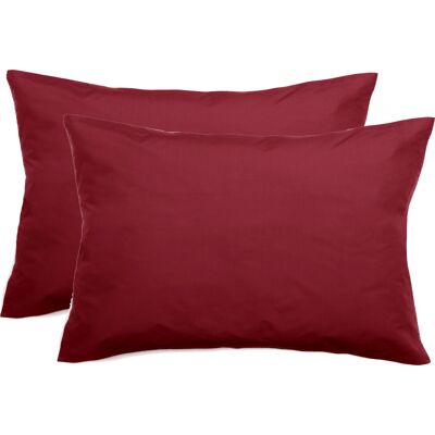 Lot De 2 Taies D'Oreiller Percale Pur Coton Peigné Longues Fibres 80 Fils/cm² Vent Du Sud - Carmin - Lot De 2 Taies D'Oreiller 50 X 70 + 5 Cm Volant Plat Piqué - Carmin - - Publicité Lot De 2 Taies D'Oreiller Percale Pur Coton Peigné Longues Fibres 80 Fils/cm² Vent Du Sud - Carmin - Lot De 2 Taies D'Oreiller 50 X 70 + 5 Cm Volant Plat Piqué - Carmin - - Publicité