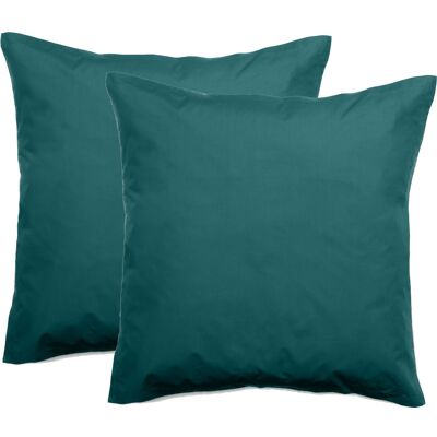 Lot De 2 Taies D'Oreiller Percale Pur Coton Peigné Longues Fibres 80 Fils/cm² Vent Du Sud - Bleu Canard - Lot De 2 Taies D'Oreiller 65 X 65 + 5 Cm Volant Plat Piqué - Bleu Canard - - Publicité Lot De 2 Taies D'Oreiller Percale Pur Coton Peigné Longues Fibres 80 Fils/cm² Vent Du Sud - Bleu Canard - Lot De 2 Taies D'Oreiller 65 X 65 + 5 Cm Volant Plat Piqué - Bleu Canard - - Publicité