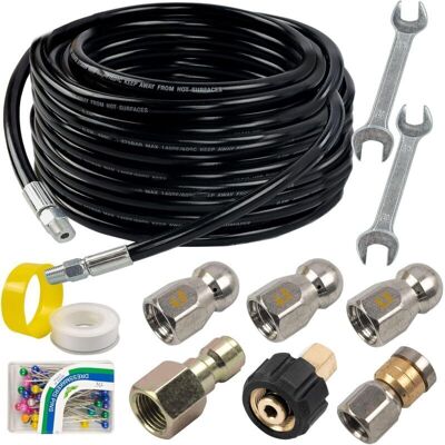 Melissa Kit Jet Égout Pour Nettoyeur Haute Pression 15m, Tuyau 6,35mm, Buse Rotative - Publicité Melissa Kit Jet Égout Pour Nettoyeur Haute Pression 15m, Tuyau 6,35mm, Buse Rotative - Publicité