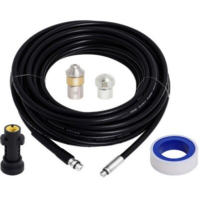ABYSSE Kit De Nettoyage De Tuyau D'Évacuation Pour Nettoyeur Haute Pression Avec Adaptateur, Déboucheur De Tube Flexible, Buse Rotative Pour Nettoyeurs Haute Pression Karcher,15m - Publicité ABYSSE Kit De Nettoyage De Tuyau D'Évacuation Pour Nettoyeur Haute Pression Avec Adaptateur, Déboucheur De Tube Flexible, Buse Rotative Pour Nettoyeurs Haute Pression Karcher,15m - Publicité