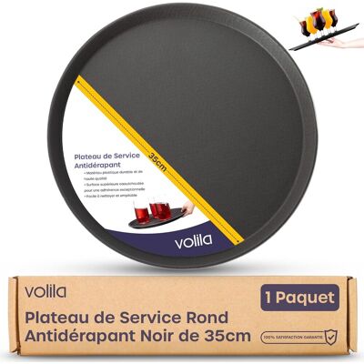 GRASSLIN 1 - Plateau De Service - Plateau Rond - Surface Antidérapante Pour Boissons Et Collations - Usage Bar Restaurant Maison - Noir - 35x2cm - Publicité GRASSLIN 1 - Plateau De Service - Plateau Rond - Surface Antidérapante Pour Boissons Et Collations - Usage Bar Restaurant Maison - Noir - 35x2cm - Publicité