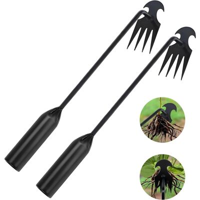 GRASSLIN 2 Pièces - Outil De Désherbage - Arrache Mauvaises Herbes - Acier Au Manganèse À 4 Dents Pour Jardin Et Potager + Résistant À La Corrosion Noir 40x8,3x4cm - Publicité GRASSLIN 2 Pièces - Outil De Désherbage - Arrache Mauvaises Herbes - Acier Au Manganèse À 4 Dents Pour Jardin Et Potager + Résistant À La Corrosion Noir 40x8,3x4cm - Publicité