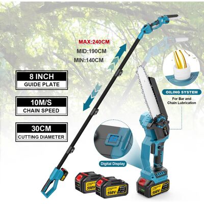 AULEDIO Tronçonneuse Électrique Brushless Avec Perche D’élagage Télescopique, Outil 2 En 1 Pour Branches Hautes Et Arbres, Scie À Chaîne Pour Jardinage Et Entretien Extérieur, 2 Batteries Fournies - Publicité AULEDIO Tronçonneuse Électrique Brushless Avec Perche D’élagage Télescopique, Outil 2 En 1 Pour Branches Hautes Et Arbres, Scie À Chaîne Pour Jardinage Et Entretien Extérieur, 2 Batteries Fournies - Publicité