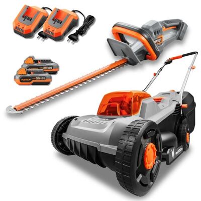Fuxtec Kit Jardin Sans Fil 20v Fx-e1rm20eco-set & Fx-e1hs20-set Tondeuse À Batterie 30 Cm & Taille-haies 52 Cm Système Batterie Interchangeable 2x Batteries 2ah Avec Chargeur - Publicité Fuxtec Kit Jardin Sans Fil 20v Fx-e1rm20eco-set & Fx-e1hs20-set Tondeuse À Batterie 30 Cm & Taille-haies 52 Cm Système Batterie Interchangeable 2x Batteries 2ah Avec Chargeur - Publicité