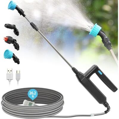 ABYSSE Pulvérisateur D'Eau Électrique Pour Plantes Avec Tige Télescopique De 60 À 110 Cm Et 3 Buses De Brumisation, Pulvérisateur À Piles - Tuyau De 8 M - Publicité ABYSSE Pulvérisateur D'Eau Électrique Pour Plantes Avec Tige Télescopique De 60 À 110 Cm Et 3 Buses De Brumisation, Pulvérisateur À Piles - Tuyau De 8 M - Publicité
