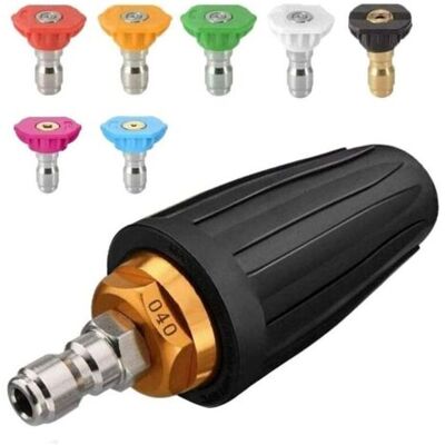 ABYSSE Buse Turbo Pour Nettoyeur Haute Pression, Buse Rotative Et 7 Pointes, Raccord Rapide 1/4', 4000 Psi, Noir, (406689), Kit Jet Pour Nettoyeur Haute Pression, Rotabuse Haute Pression - Publicité ABYSSE Buse Turbo Pour Nettoyeur Haute Pression, Buse Rotative Et 7 Pointes, Raccord Rapide 1/4', 4000 Psi, Noir, (406689), Kit Jet Pour Nettoyeur Haute Pression, Rotabuse Haute Pression - Publicité