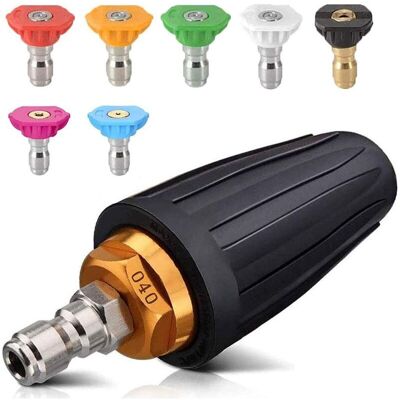 MOXIE Buse Turbo Pour Nettoyeur Haute Pression, Buse Rotative Et 7 Pointes, Raccord Rapide 1/4', 4000 Psi, Noir - Publicité MOXIE Buse Turbo Pour Nettoyeur Haute Pression, Buse Rotative Et 7 Pointes, Raccord Rapide 1/4', 4000 Psi, Noir - Publicité