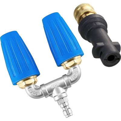 SANS MARQUE Double Buse Turbo Pour Nettoyeur Haute Pression, Buse Rotative 360°avec Adaptateur Compatible Avec Karcher K2, K3, K4, K5, K6, K7, Raccord Rapide 1/4", 15-23 L/min (4-6 Gpm), 280 Bar - Publicité SANS MARQUE Double Buse Turbo Pour Nettoyeur Haute Pression, Buse Rotative 360°avec Adaptateur Compatible Avec Karcher K2, K3, K4, K5, K6, K7, Raccord Rapide 1/4", 15-23 L/min (4-6 Gpm), 280 Bar - Publicité
