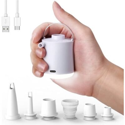 ABYSSE Gonfleur Électrique Rechargeable, Pompe À Air Portable Avec Lumière Led, Gonfleur/dégonfleur À 5 Buses Pour Matelas Gonflable, Piscine, Bouée, Bateau Gonflable, Bouée De Natation - Publicité ABYSSE Gonfleur Électrique Rechargeable, Pompe À Air Portable Avec Lumière Led, Gonfleur/dégonfleur À 5 Buses Pour Matelas Gonflable, Piscine, Bouée, Bateau Gonflable, Bouée De Natation - Publicité