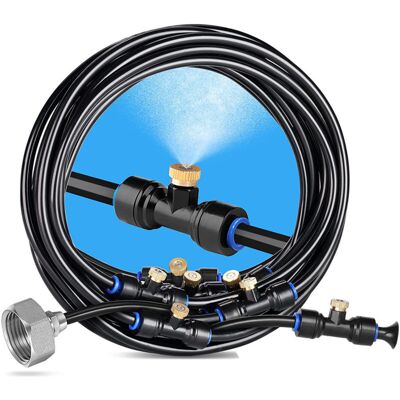 MOXIE Brumisateur Exterieur, 9m Brumisateur Terrasse Avec 11 Buse Brumisateur+1adaptateur (en Laiton, 3/4") Brumisateur Pour Patio Jardin Serre Trampoline Pour Parc Aquatique - Publicité MOXIE Brumisateur Exterieur, 9m Brumisateur Terrasse Avec 11 Buse Brumisateur+1adaptateur (en Laiton, 3/4") Brumisateur Pour Patio Jardin Serre Trampoline Pour Parc Aquatique - Publicité