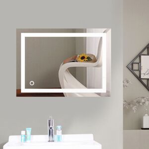 Miroir Mural avec Éclairage led Interrupteur Tactile Miroir Lumineux pour Salle de Bain 50*70 cm - Skecten - Publicité