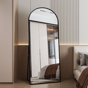 HENUNEM Miroir Sur Pied 180x80 Cm – Miroirs De Sol Arqué Avec Cadre En Aluminium Noir – Accrochage Mural Ou Sur Pied – Pour Salon, Chambre, Salle De Bain - Publicité HENUNEM Miroir Sur Pied 180x80 Cm – Miroirs De Sol Arqué Avec Cadre En Aluminium Noir – Accrochage Mural Ou Sur Pied – Pour Salon, Chambre, Salle De Bain - Publicité