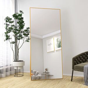 HENUNEM Miroir Sur Pied 180 X 80 Cm – Cadre Aluminium Minimaliste – Miroir Mural À Poser Ou Suspendre – Design Moderne Pour Salon Et Chambre– Couleur Doré - Publicité HENUNEM Miroir Sur Pied 180 X 80 Cm – Cadre Aluminium Minimaliste – Miroir Mural À Poser Ou Suspendre – Design Moderne Pour Salon Et Chambre– Couleur Doré - Publicité