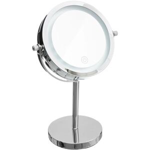 Miroir avec pied à led 19cm métal chromé - Argent - 5five - Publicité