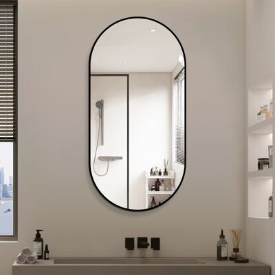 OEM Miroir Mural Arqué 60×120 Cm Avec Cadre En Aluminium Noir – Miroir Argenté Hd Sans Cuivre, Miroir Moderne Pour Salle De Bain/coiffeuse/entrée, Miroir Décoratif À Suspendre Verticalement Ou Horizontale - Publicité OEM Miroir Mural Arqué 60×120 Cm Avec Cadre En Aluminium Noir – Miroir Argenté Hd Sans Cuivre, Miroir Moderne Pour Salle De Bain/coiffeuse/entrée, Miroir Décoratif À Suspendre Verticalement Ou Horizontale - Publicité