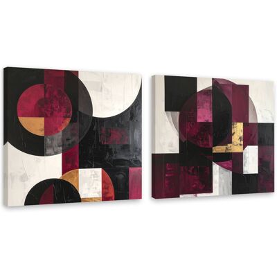 FEEBY Tableaux Sur Toile Lot Abstraction Bordeaux 2 X 50x50 - Publicité FEEBY Tableaux Sur Toile Lot Abstraction Bordeaux 2 X 50x50 - Publicité