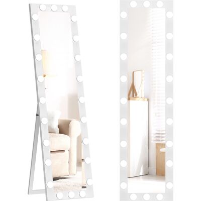 OEM Miroir Sur Pied Led 150x40 Cm - 24 Ampoules, 3 Couleurs De Lumière, Inclinable, Blanc - Publicité OEM Miroir Sur Pied Led 150x40 Cm - 24 Ampoules, 3 Couleurs De Lumière, Inclinable, Blanc - Publicité
