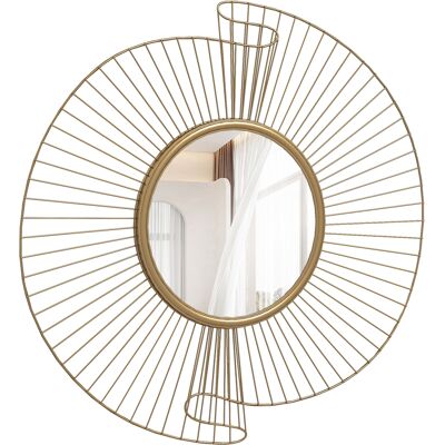 HEAT Miroir Mural Rond À Rayures Métalliques Et Design Plissé, 60 X 60 Cm, Doré - Publicité HEAT Miroir Mural Rond À Rayures Métalliques Et Design Plissé, 60 X 60 Cm, Doré - Publicité