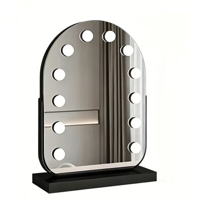 AULEDIO Miroir Hollywood Pour Coiffeuse Avec Éclairage, Grand Miroir De Courtoisie Noir Avec 12 Ampoules Led À Intensité Variable, Rotation, Miroir De Maquillage Lumineux - Publicité AULEDIO Miroir Hollywood Pour Coiffeuse Avec Éclairage, Grand Miroir De Courtoisie Noir Avec 12 Ampoules Led À Intensité Variable, Rotation, Miroir De Maquillage Lumineux - Publicité