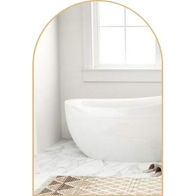 HEAT Miroir Mural Incurvé, Miroir De Salle De Bain Avec Cadre En Alliage D'Aluminium Pour Chambre, Salon, Entrée, 60 X 90 Cm, Doré - Publicité HEAT Miroir Mural Incurvé, Miroir De Salle De Bain Avec Cadre En Alliage D'Aluminium Pour Chambre, Salon, Entrée, 60 X 90 Cm, Doré - Publicité