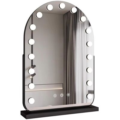 AULEDIO Miroir Hollywood Pour Coiffeuse Grand Miroir De Courtoisie Avec Éclairage 17 Ampoules Led À Intensité Variable Rotation Design Noir - Publicité AULEDIO Miroir Hollywood Pour Coiffeuse Grand Miroir De Courtoisie Avec Éclairage 17 Ampoules Led À Intensité Variable Rotation Design Noir - Publicité